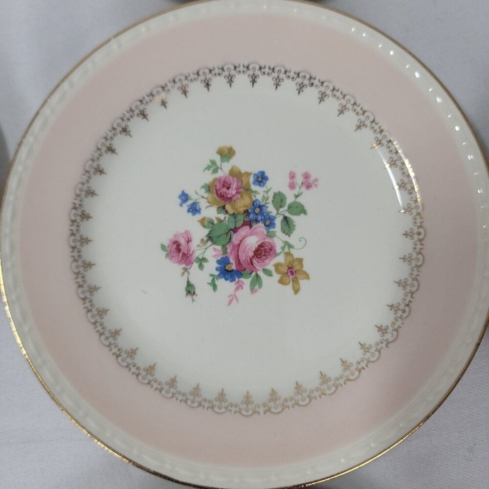 Vintage Homer Laughlin Marilyn Pink Eggshell Georgian Bread Plates, 6.25” Set/4